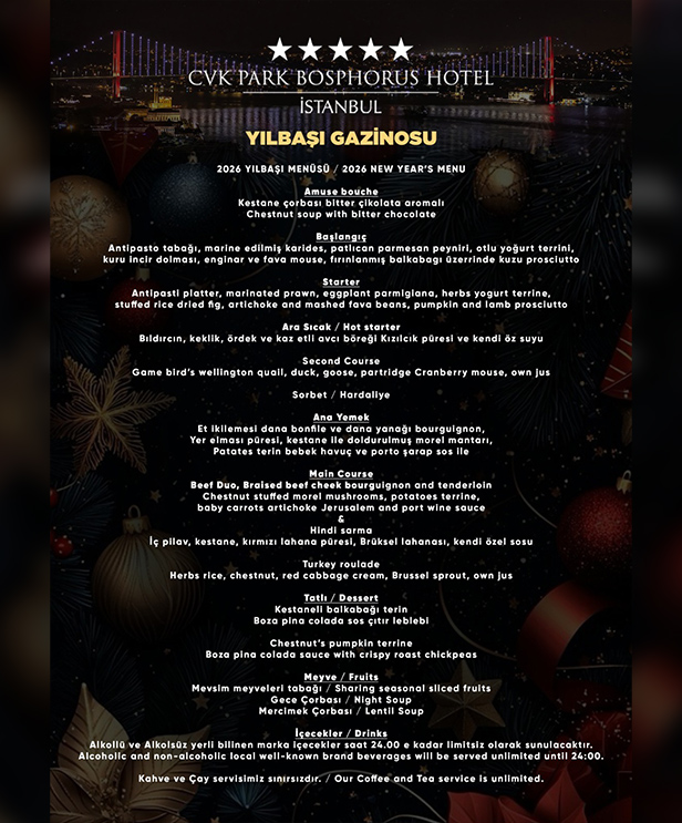 CVK Park Bosphorus Hotel İstanbul Yılbaşı 2026