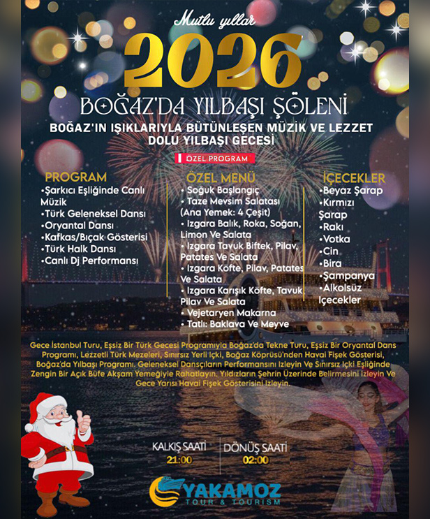Yakamoz Boğaz Turu 2026 Yılbaşı Programı